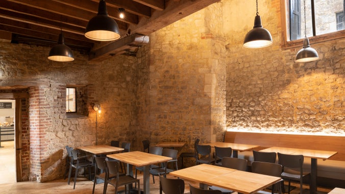 Seating area in the Brewhouse Cafe at Knole, Kent